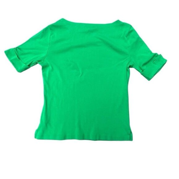 LAUREN RALPH LAUREN 100% Cotton Kelly Green boat neck T-shirt women’s XL - Picture 3 of 5